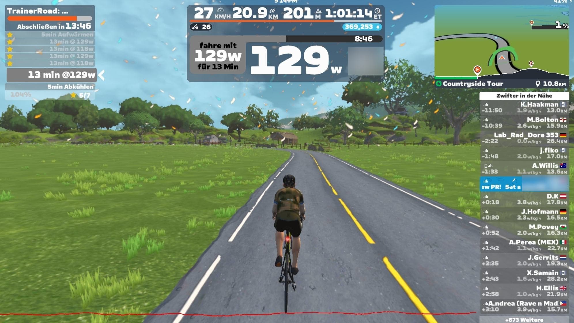 Zwift Screenshot in Workout von Trainerroad